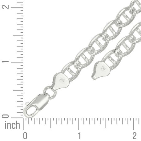 925 Sterling Silver Solid Pave Classic Mariner Silver Chain 200 8mm