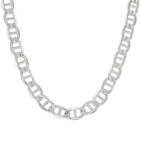925 Sterling Silver Solid Pave Classic Mariner Silver Chain 200 8mm