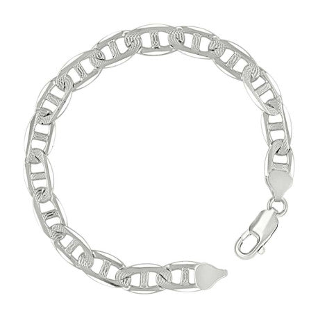 925 Sterling Silver Solid Pave Classic Mariner Silver Chain 200 8mm