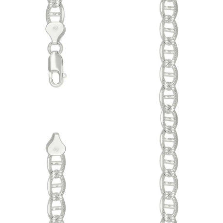 925 Sterling Silver Solid Pave Classic Mariner Silver Chain 200 8mm