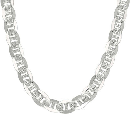 925 Sterling Silver Solid Pave Classic Mariner Silver Chain 250 9.5mm