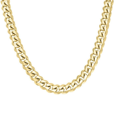 925 Sterling Silver Solid Miami Cuban Chain Yellow 350 11.8mm