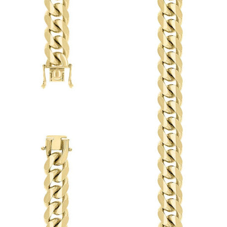925 Sterling Silver Solid Miami Cuban Chain Yellow 400 12.8mm