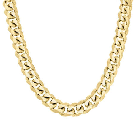 925 Sterling Silver Solid Miami Cuban Chain Yellow 400 12.8mm