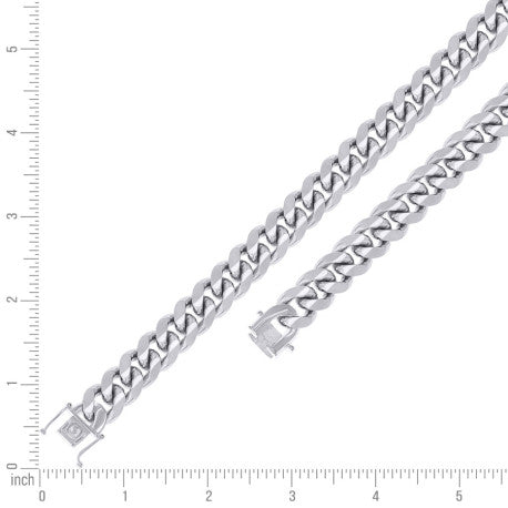 925 Sterling Silver Solid Miami Cuban Chain Rhodium 450 14.5mm