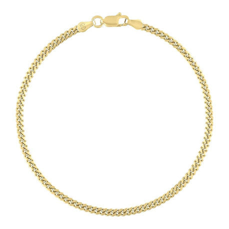 925 Sterling Silver Solid Miami Cuban Chain Yellow 080 2.6mm