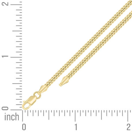 925 Sterling Silver Solid Miami Cuban Chain Yellow 080 2.6mm