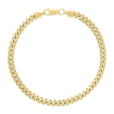 925 Sterling Silver Solid Miami Cuban Chain Yellow 150 4.9mm