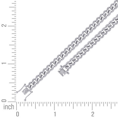925 Sterling Silver Solid Miami Cuban Chain Rhodium 200 7mm