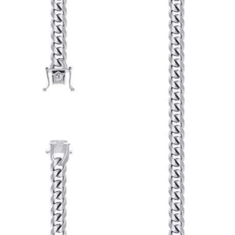 925 Sterling Silver Solid Miami Cuban Chain Rhodium 250 8.4mm