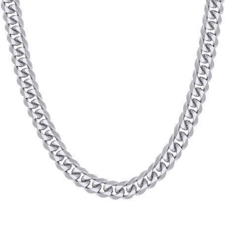 925 Sterling Silver Solid Miami Cuban Chain Rhodium 300 9.8mm
