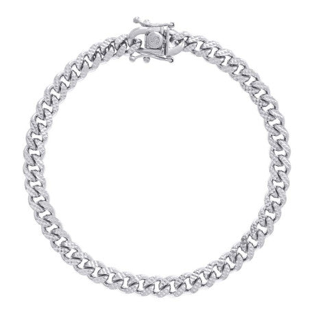 925 Sterling Silver Solid Miami Cuban Pyramid Chain Rhodium 180 6.3mm