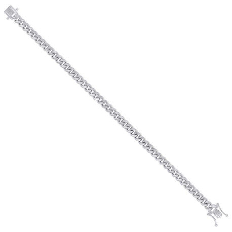 925 Sterling Silver Solid Miami Cuban Pyramid Chain Rhodium 180 6.3mm