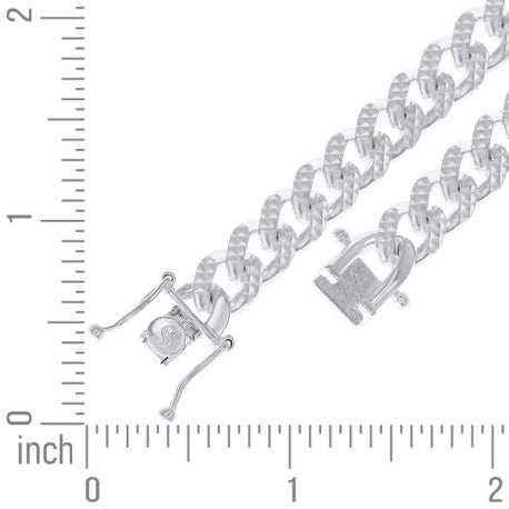 925 Sterling Silver Solid Miami Cuban Pyramid Chain Rhodium 250 8.4mm