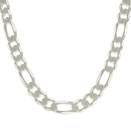 925 Sterling Silver Solid Pave Classic Figaro Silver Plated 350 13.0mm