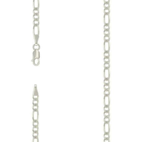 925 Sterling Silver Solid Pave Classic Figaro Silver Plated 100 4.0mm