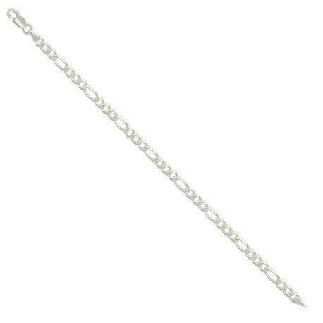 925 Sterling Silver Solid Pave Classic Figaro Silver Plated 120 5.0mm
