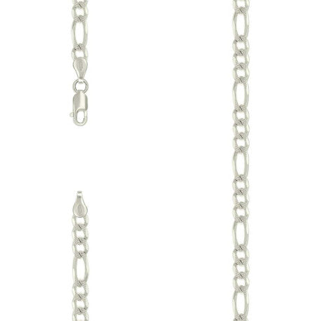 925 Sterling Silver Solid Pave Classic Figaro Silver Plated 120 5.0mm