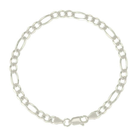 925 Sterling Silver Solid Pave Classic Figaro Silver Plated 120 5.0mm