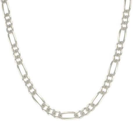 925 Sterling Silver Solid Pave Classic Figaro Silver Plated 200 8.0mm