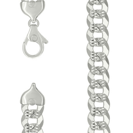 925 Sterling Silver Solid Pave Super Flat Cuban Chain Silver 400 16mm