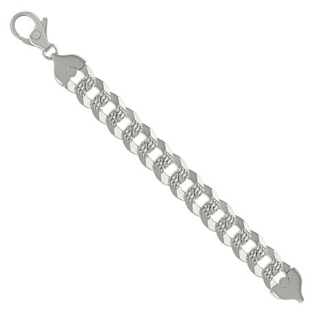 925 Sterling Silver Solid Pave Super Flat Cuban Chain Silver 400 16mm