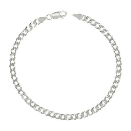 925 Sterling Silver Solid Pave Super Flat Cuban Chain Silver 100 3.7mm