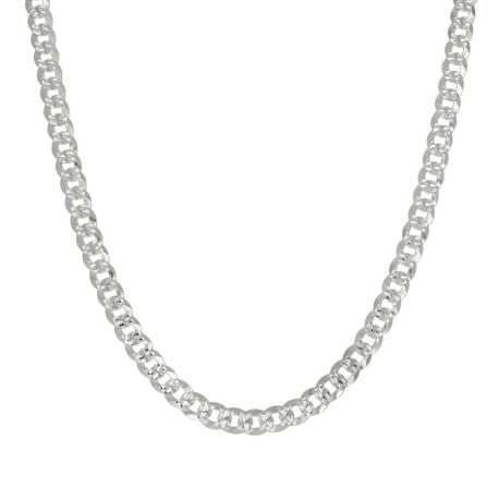 925 Sterling Silver Solid Pave Super Flat Cuban Chain Silver 150 5.2mm