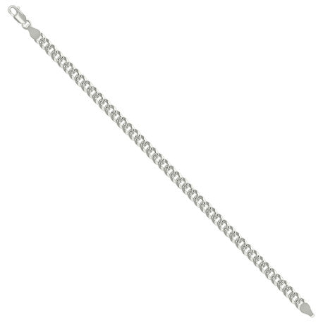 925 Sterling Silver Solid Pave Super Flat Cuban Chain Silver 150 5.2mm