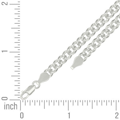 925 Sterling Silver Solid Pave Super Flat Cuban Chain Silver 150 5.2mm