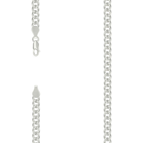 925 Sterling Silver Solid Pave Super Flat Cuban Chain Silver 150 5.2mm