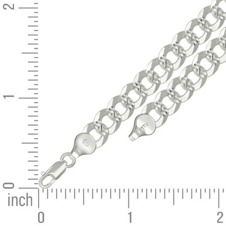 925 Sterling Silver Solid Pave Super Flat Cuban Chain Silver 200 7.8mm