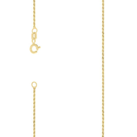 925 Sterling Silver Solid Rope Chain Yellow 025 0.5mm