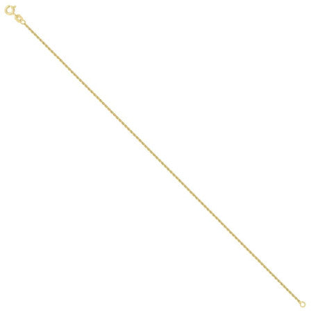 925 Sterling Silver Solid Rope Chain Yellow 025 0.5mm