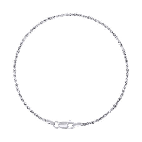 925 Sterling Silver Solid Rope Chain Rhodium 035 1.5mm