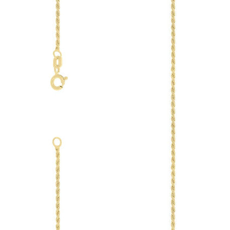 925 Sterling Silver Solid Rope Chain Yellow 030 1mm