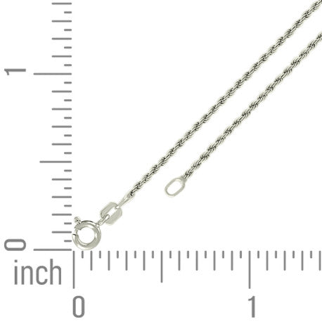 925 Sterling Silver Solid Rope Chain Silver 030 1mm
