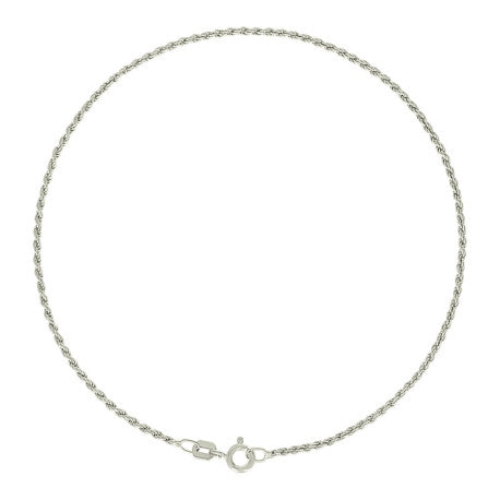 925 Sterling Silver Solid Rope Chain Silver 030 1mm