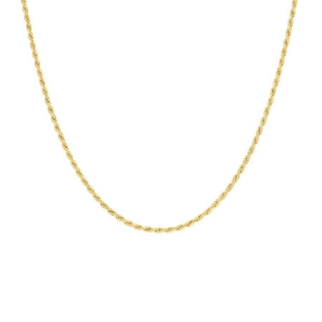 925 Sterling Silver Solid Rope Chain Yellow 030 1mm