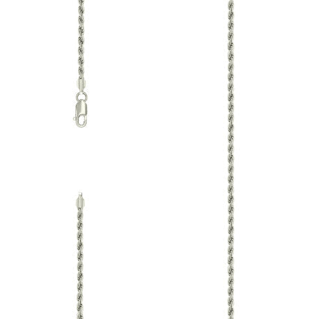 925 Sterling Silver Solid Rope Chain Silver 050 2.5mm