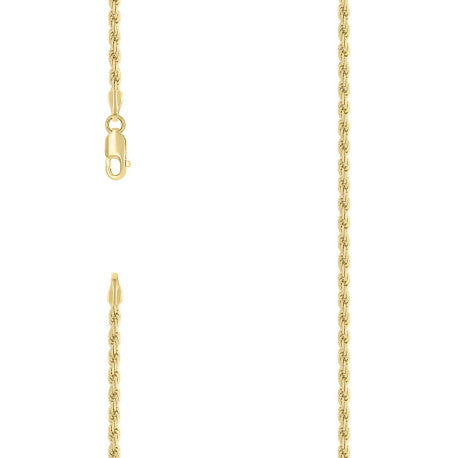 925 Sterling Silver Solid Rope Chain Yellow 050 2.5mm