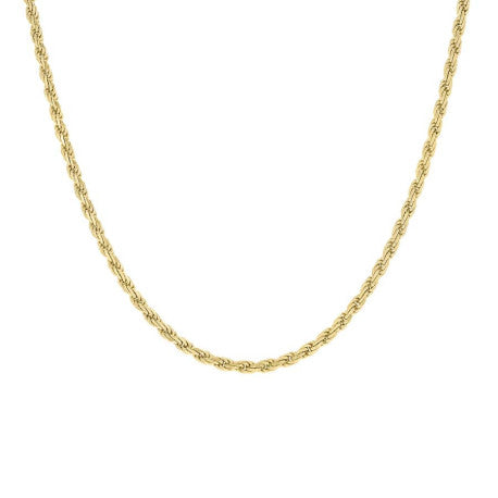 925 Sterling Silver Solid Rope Chain Yellow 050 2.5mm