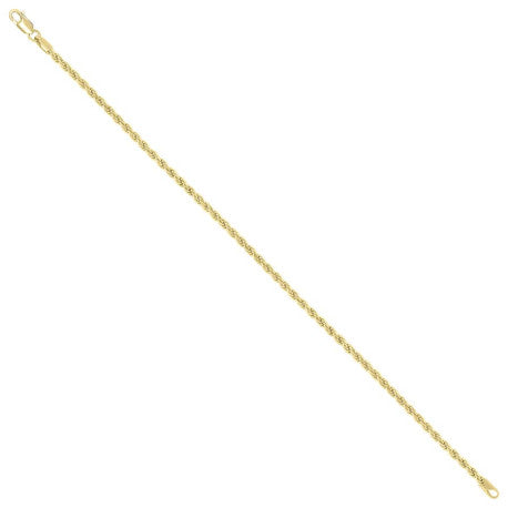 925 Sterling Silver Solid Rope Chain Yellow 050 2.5mm