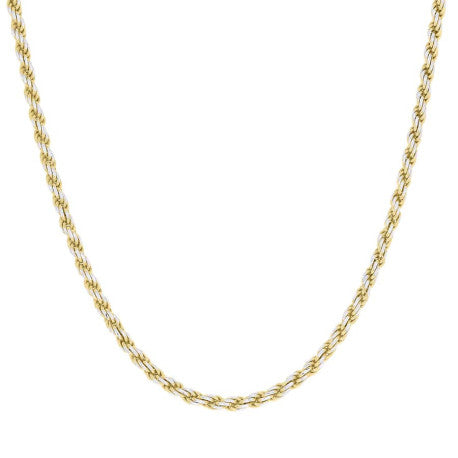 925 Sterling Silver Solid Rope Chain Two Tone 050 2.5mm