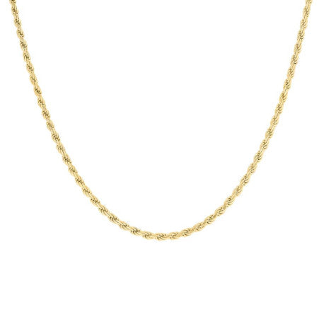 925 Sterling Silver Solid Rope Chain Yellow 040 2mm