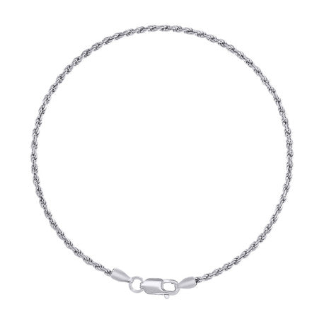 925 Sterling Silver Solid Rope Chain Rhodium 040 2mm