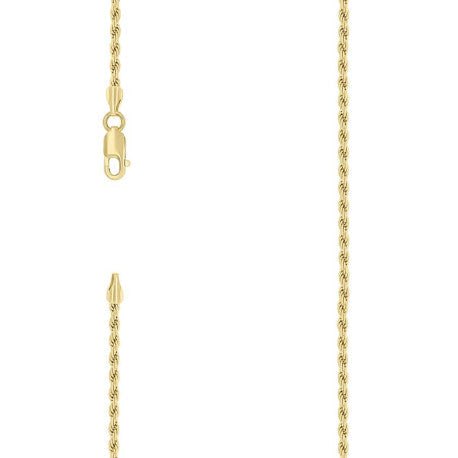 925 Sterling Silver Solid Rope Chain Yellow 040 2mm