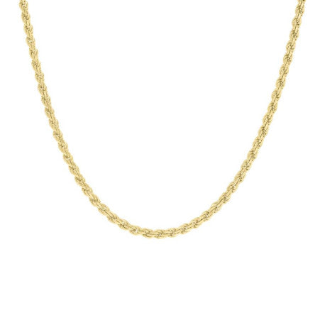 925 Sterling Silver Solid Rope Chain Yellow 070 3.5mm