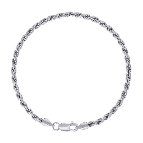 925 Sterling Silver Solid Rope Chain Rhodium 070 3.5mm