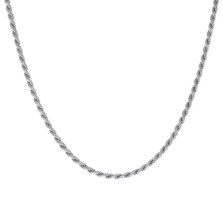 925 Sterling Silver Solid Rope Chain Rhodium 070 3.5mm